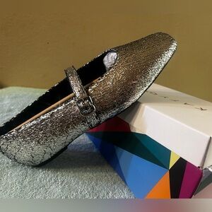 Katy Perry Shimmering Silver Flats with Strap